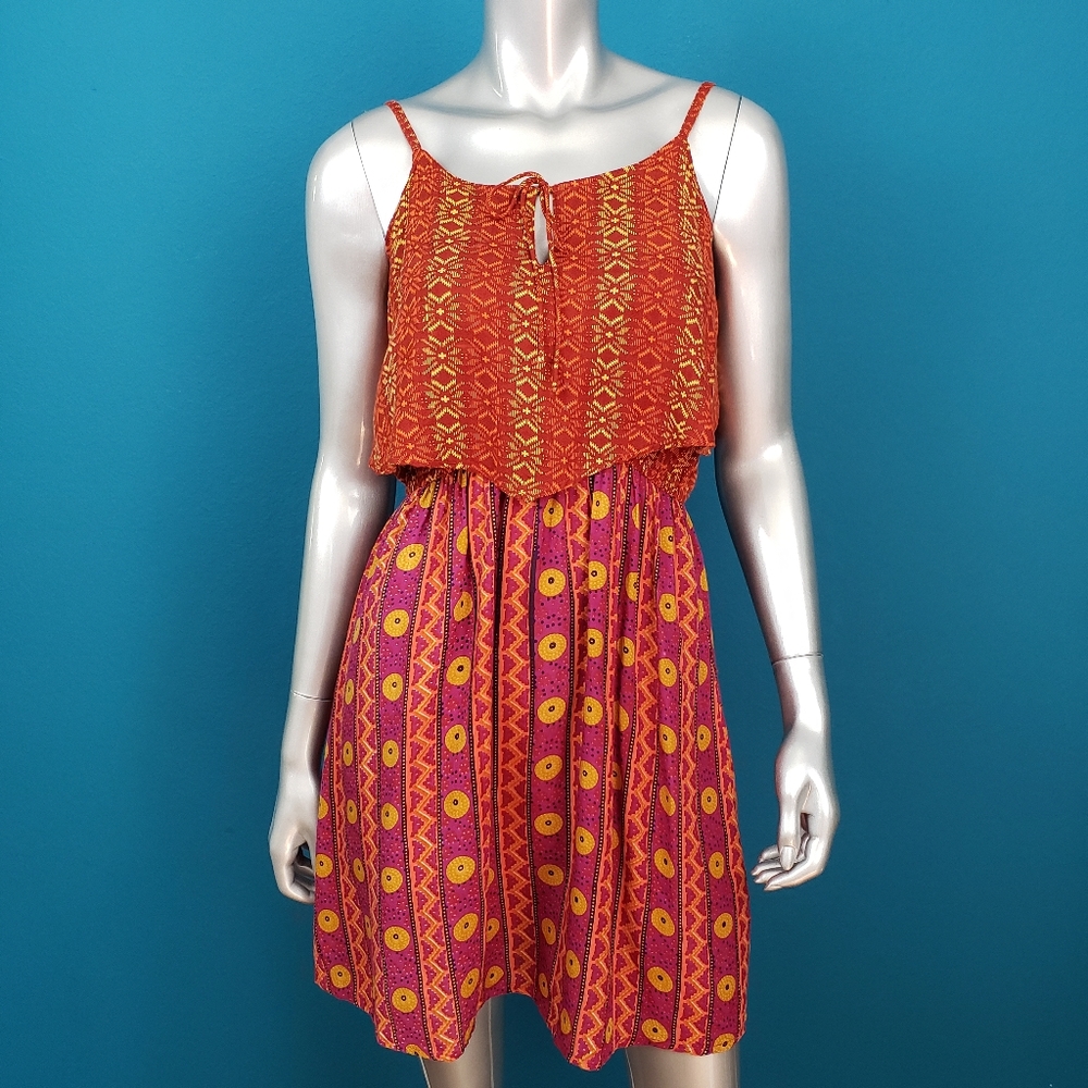 🆕️ 🌴 HAVANA HAZE Geo Mixed Print Boho Sundress // (NWT)